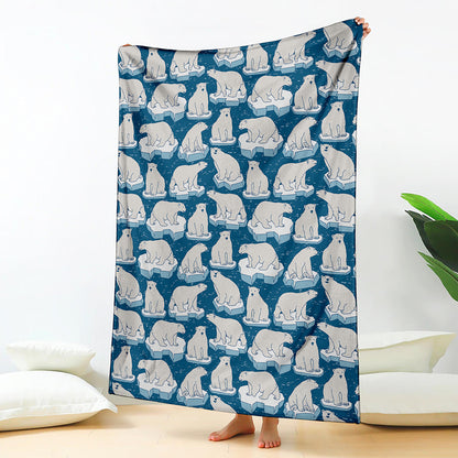 Polar Bear On Ice Pattern Print Blanket
