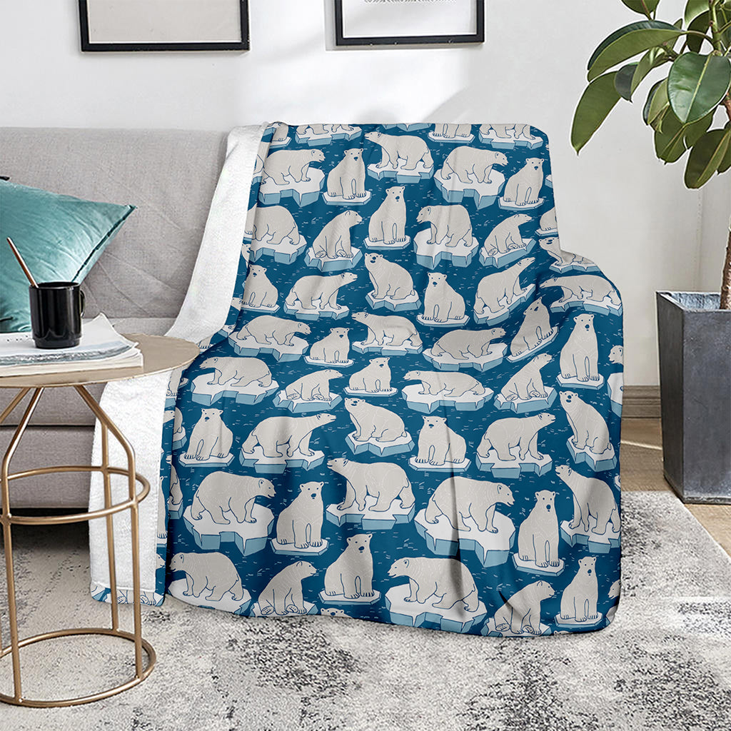 Polar Bear On Ice Pattern Print Blanket