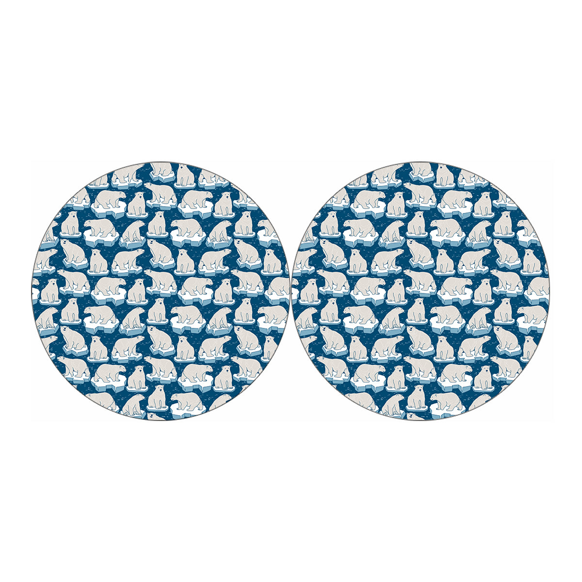 Polar Bear On Ice Pattern Print Car Coasters