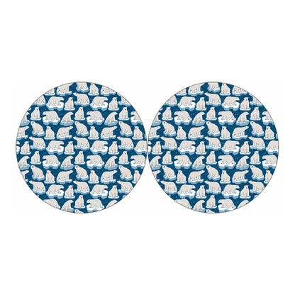 Polar Bear On Ice Pattern Print Car Coasters