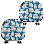 Polar Bear On Ice Pattern Print Car Headrest Covers