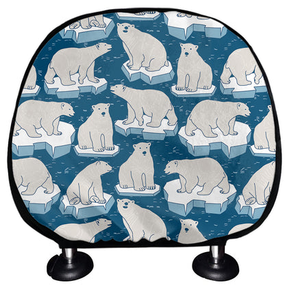Polar Bear On Ice Pattern Print Car Headrest Covers