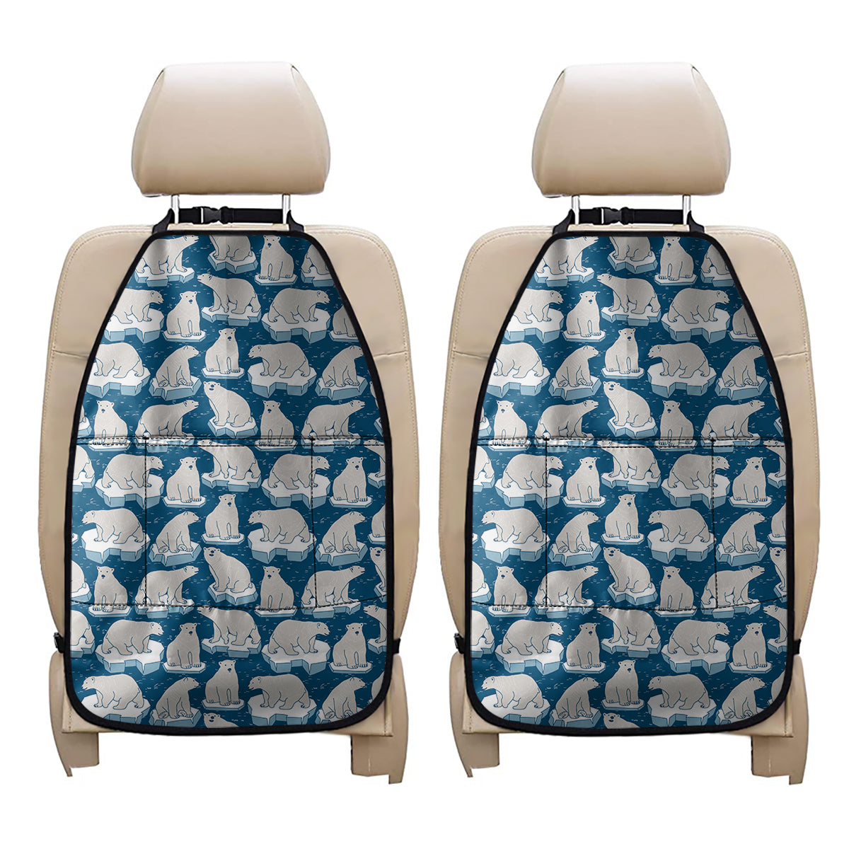 Polar Bear On Ice Pattern Print Car Seat Organizers