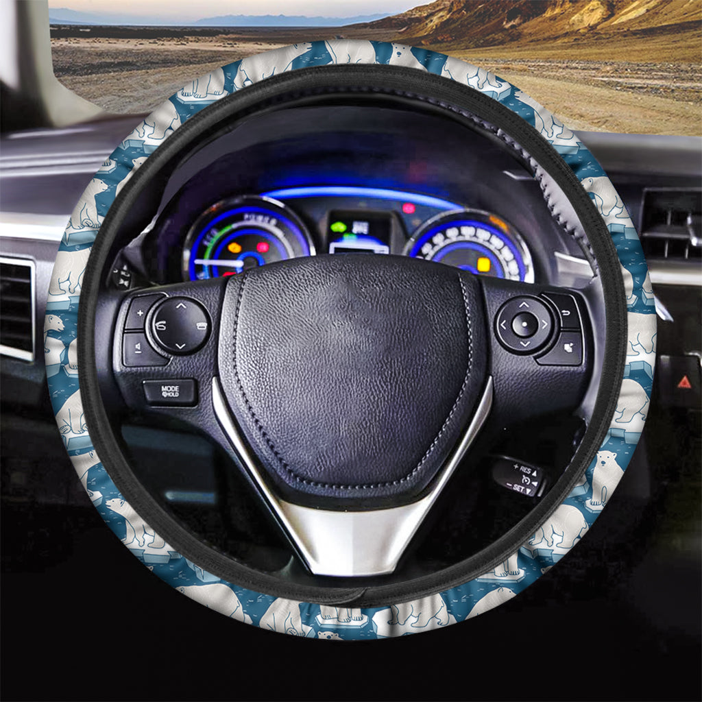 Polar Bear On Ice Pattern Print Car Steering Wheel Cover