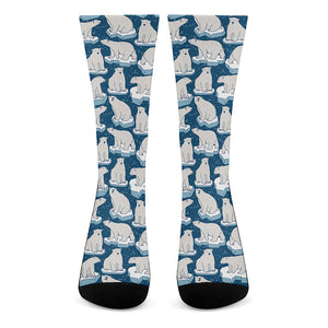 Polar Bear On Ice Pattern Print Crew Socks