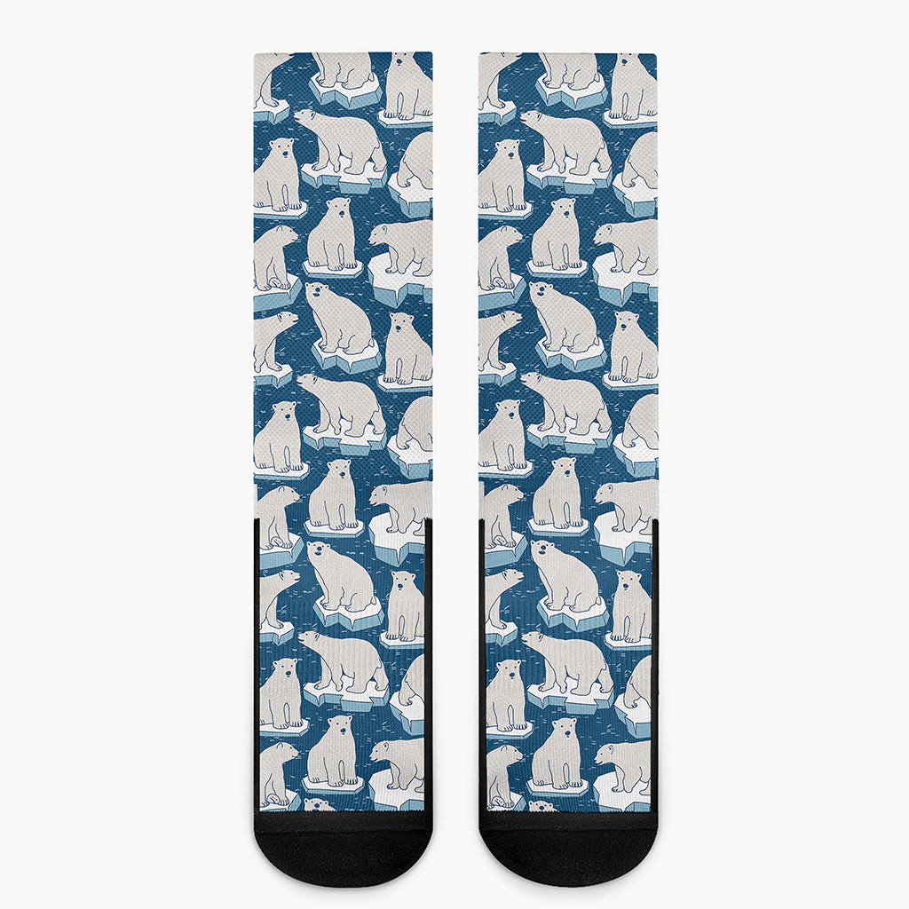 Polar Bear On Ice Pattern Print Crew Socks