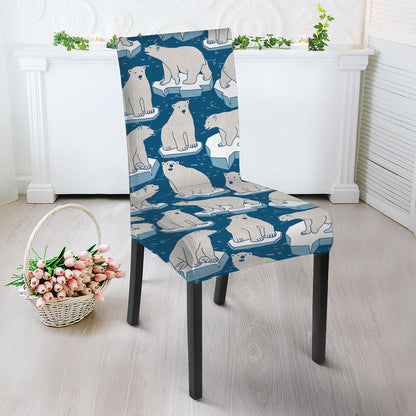 Polar Bear On Ice Pattern Print Dining Chair Slipcover
