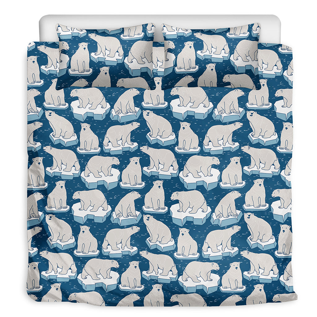 Polar Bear On Ice Pattern Print Duvet Cover Bedding Set
