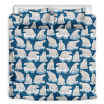 Polar Bear On Ice Pattern Print Duvet Cover Bedding Set