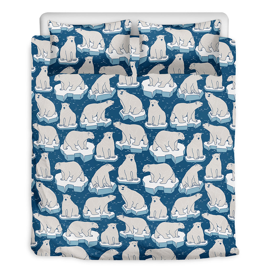 Polar Bear On Ice Pattern Print Duvet Cover Bedding Set