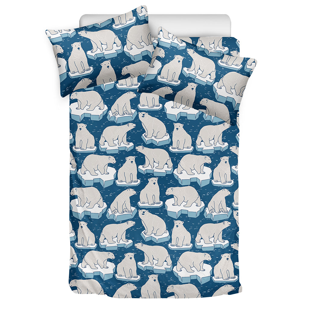 Polar Bear On Ice Pattern Print Duvet Cover Bedding Set