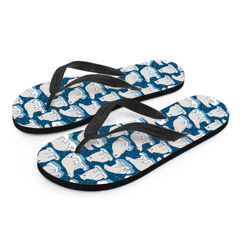 Polar Bear On Ice Pattern Print Flip Flops