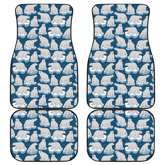 Polar Bear On Ice Pattern Print Front and Back Car Floor Mats