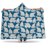 Polar Bear On Ice Pattern Print Hooded Blanket
