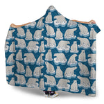 Polar Bear On Ice Pattern Print Hooded Blanket