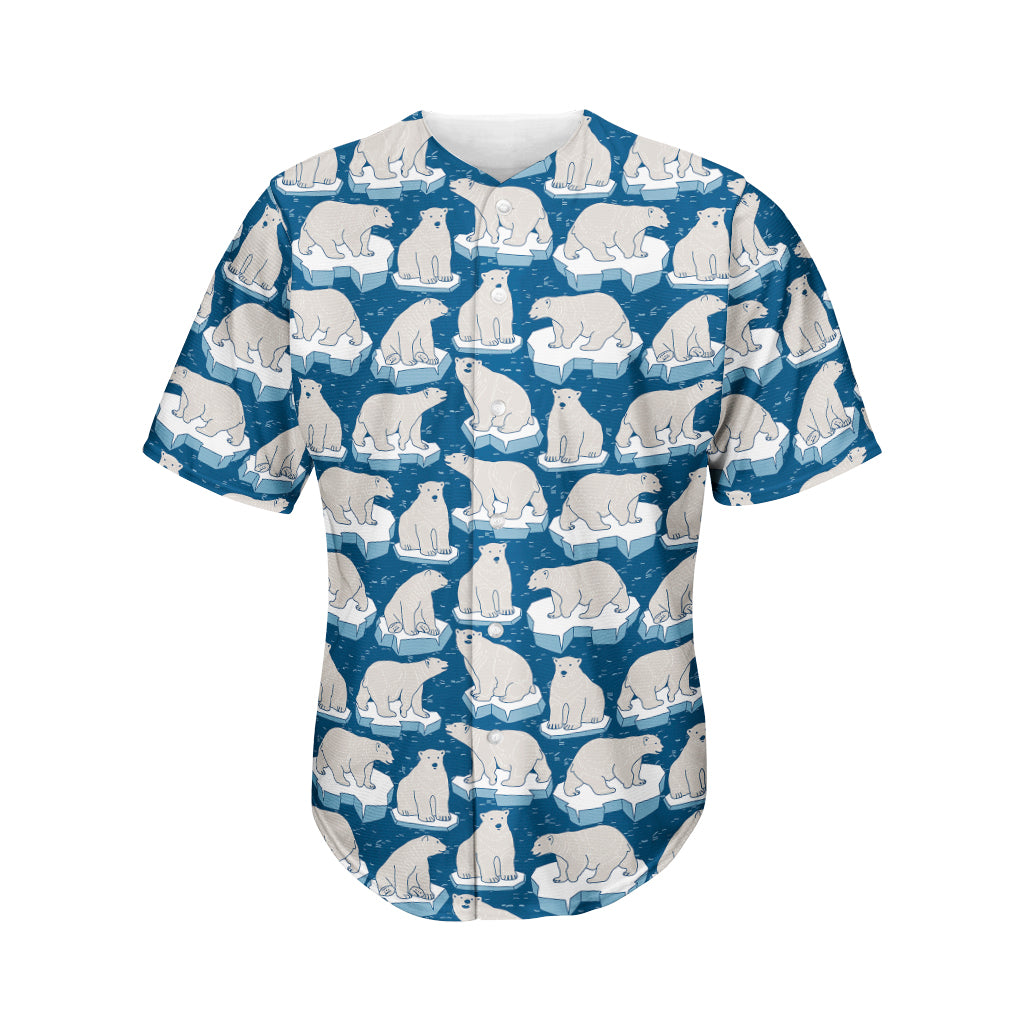 Polar Bear On Ice Pattern Print Men's Baseball Jersey