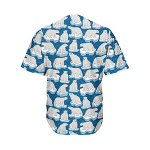 Polar Bear On Ice Pattern Print Men's Baseball Jersey