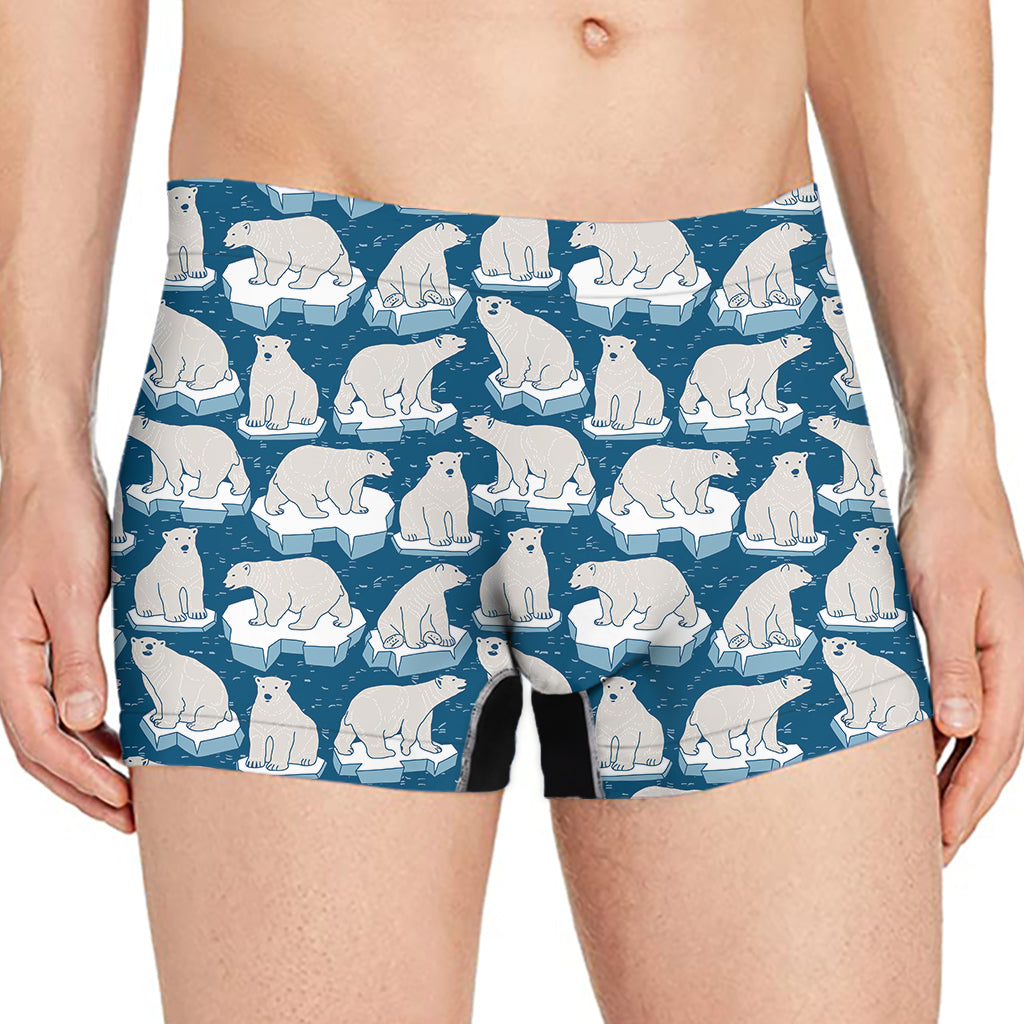 Polar Bear On Ice Pattern Print Men's Boxer Briefs