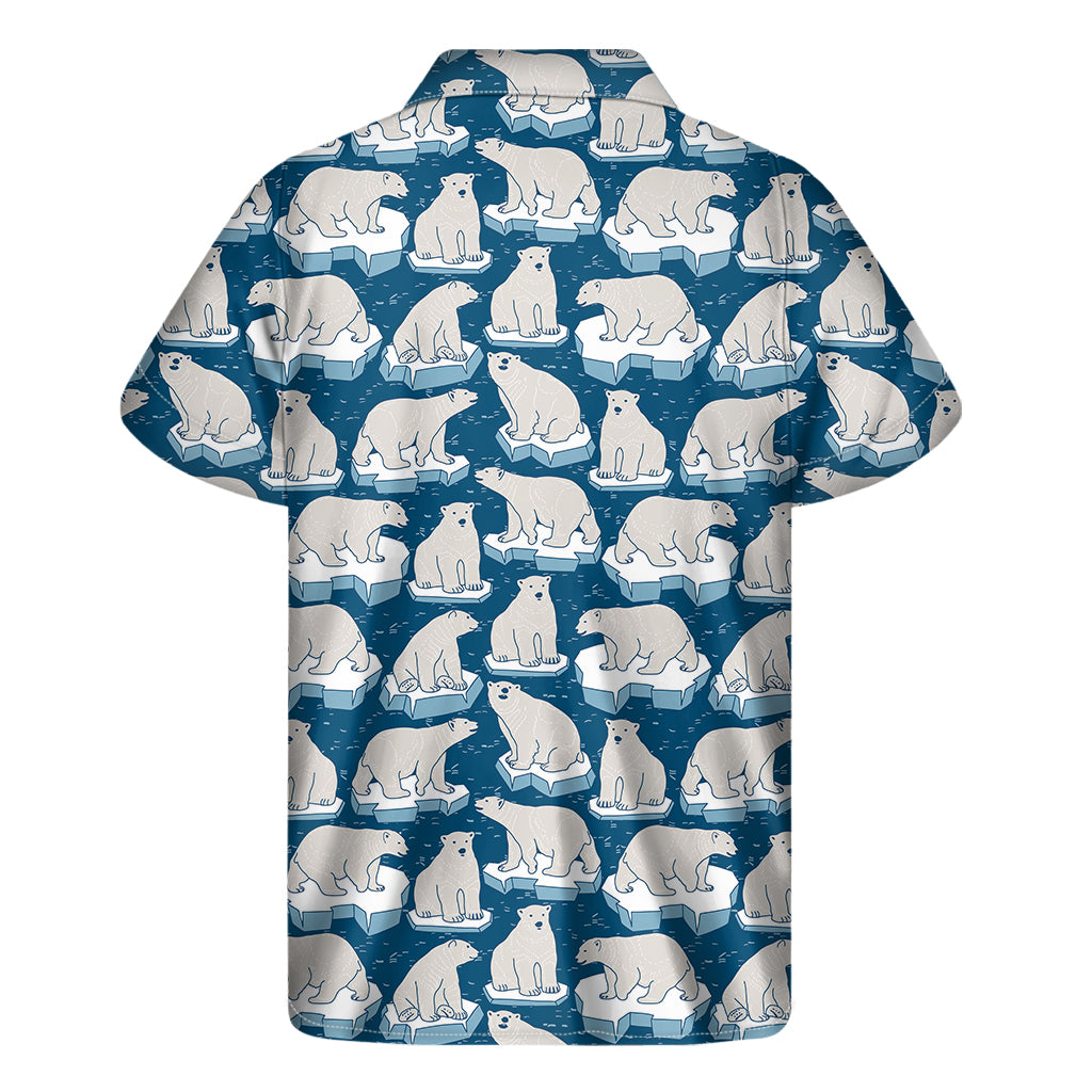 Polar Bear On Ice Pattern Print Men's Short Sleeve Shirt