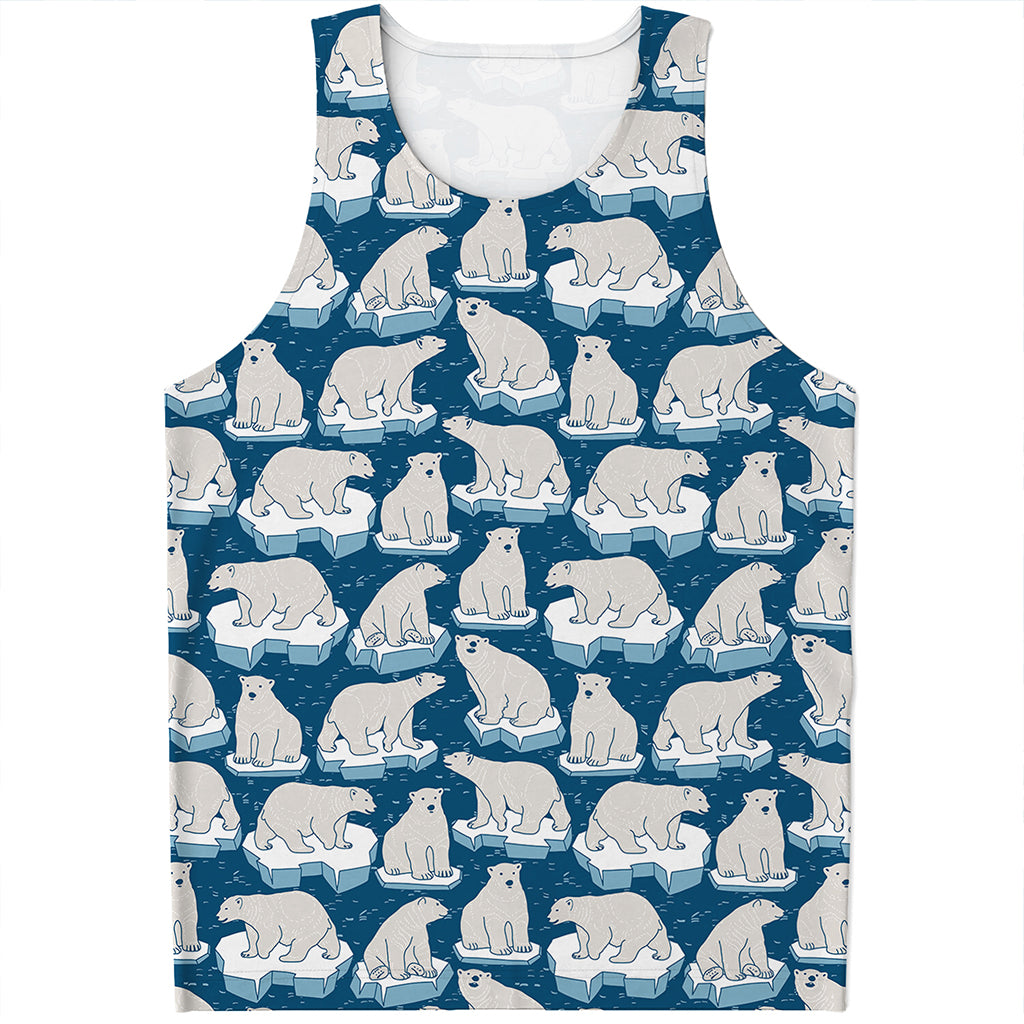 Polar Bear On Ice Pattern Print Men's Tank Top