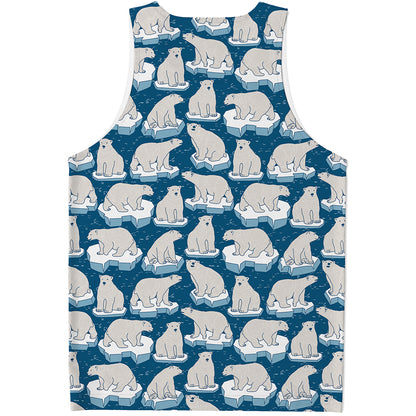 Polar Bear On Ice Pattern Print Men's Tank Top