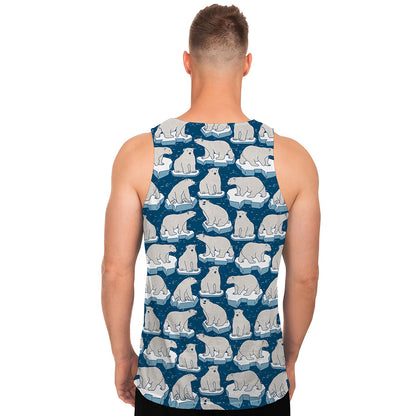 Polar Bear On Ice Pattern Print Men's Tank Top