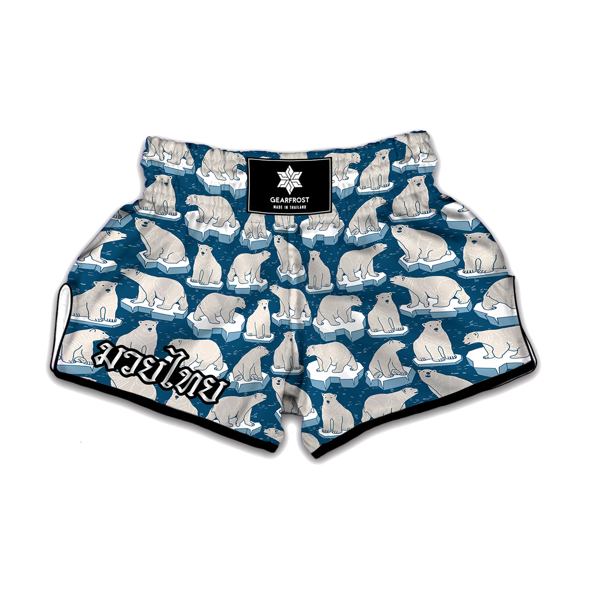 Polar Bear On Ice Pattern Print Muay Thai Boxing Shorts