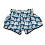 Polar Bear On Ice Pattern Print Muay Thai Boxing Shorts