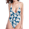 Polar Bear On Ice Pattern Print One Piece High Cut Swimsuit