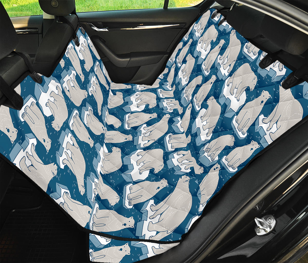 Polar Bear On Ice Pattern Print Pet Car Back Seat Cover