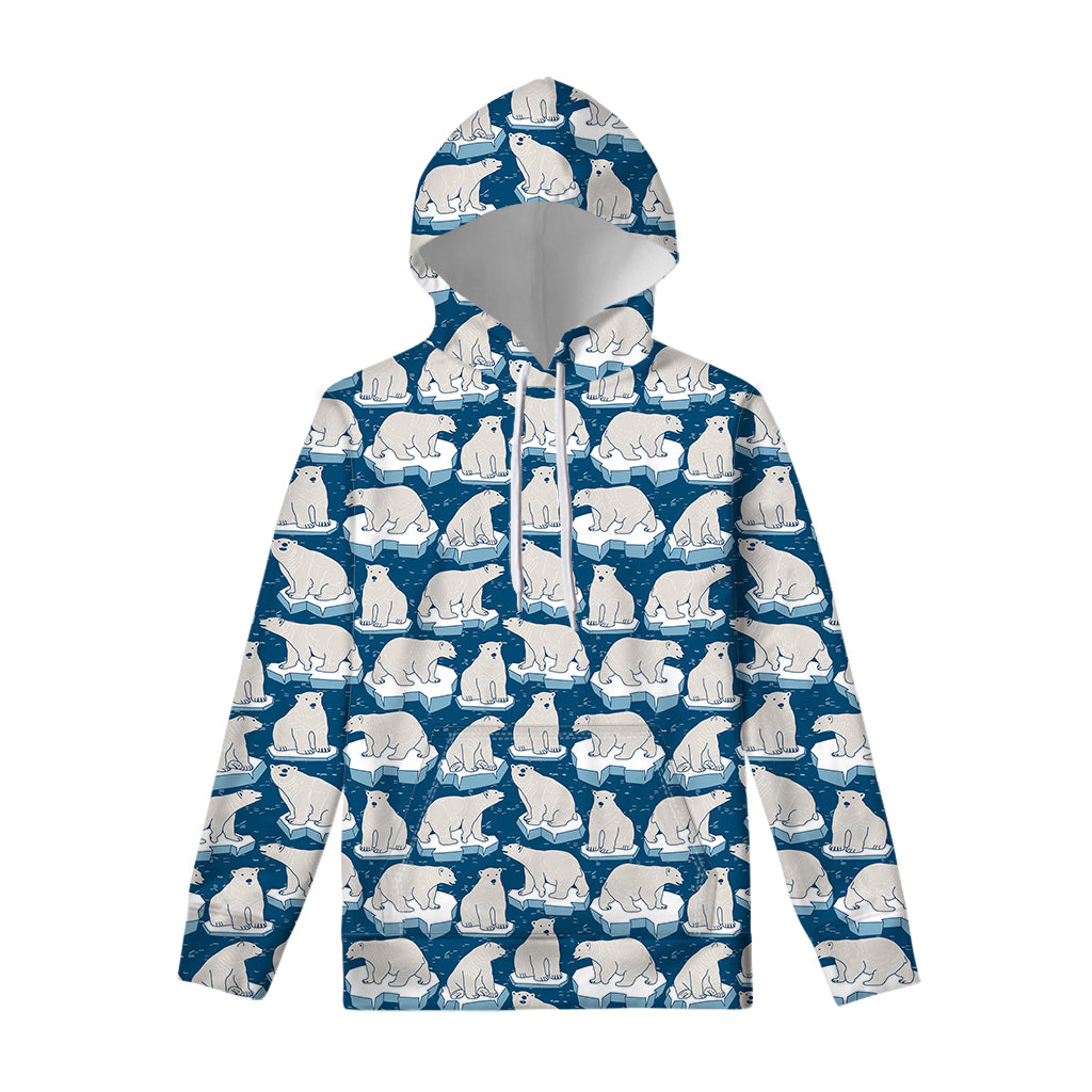 Polar Bear On Ice Pattern Print Pullover Hoodie