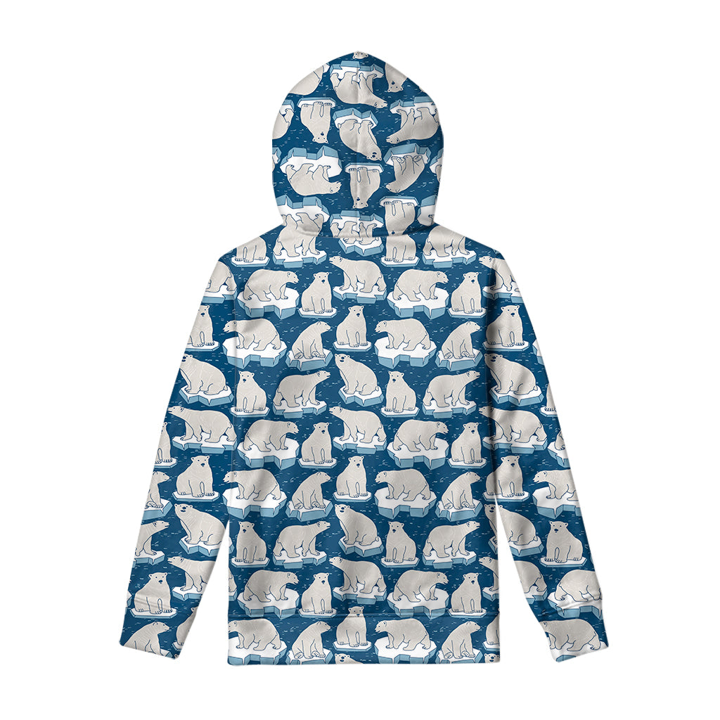 Polar Bear On Ice Pattern Print Pullover Hoodie