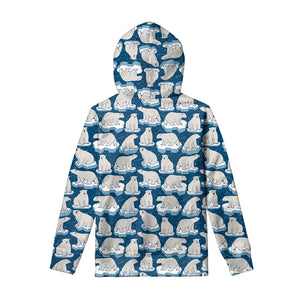 Polar Bear On Ice Pattern Print Pullover Hoodie