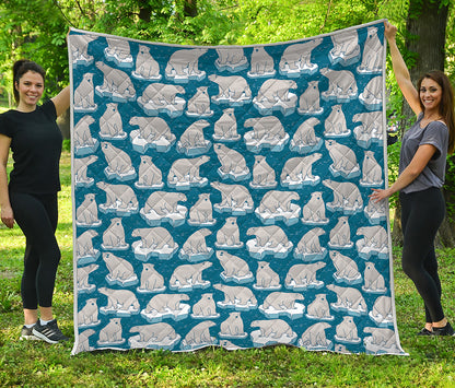 Polar Bear On Ice Pattern Print Quilt