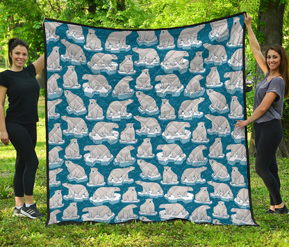 Polar Bear On Ice Pattern Print Quilt