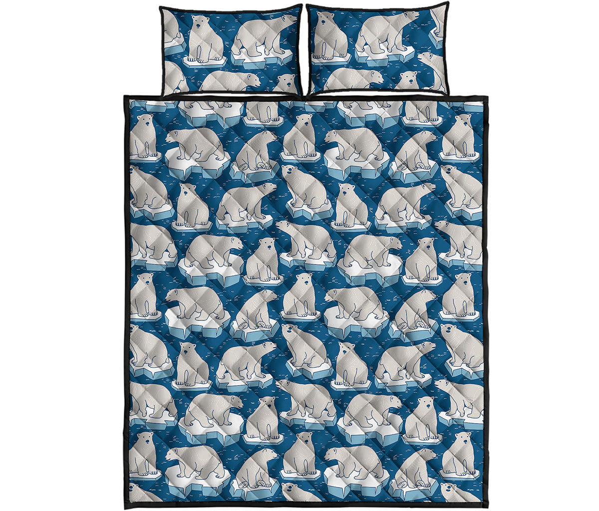 Polar Bear On Ice Pattern Print Quilt Bed Set