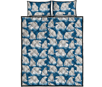 Polar Bear On Ice Pattern Print Quilt Bed Set