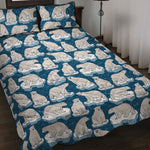 Polar Bear On Ice Pattern Print Quilt Bed Set
