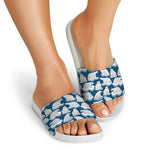 Polar Bear On Ice Pattern Print White Slide Sandals