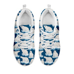 Polar Bear On Ice Pattern Print White Sneakers