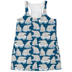 Polar Bear On Ice Pattern Print Women's Racerback Tank Top