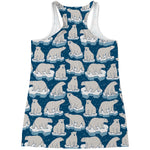 Polar Bear On Ice Pattern Print Women's Racerback Tank Top