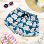 Polar Bear On Ice Pattern Print Women's Shorts