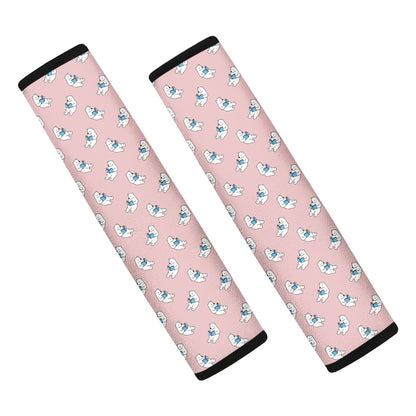 Polar Bear Reading Book Pattern Print Car Seat Belt Covers