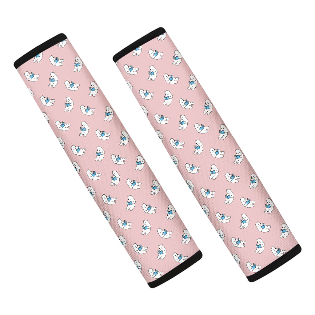 Polar Bear Reading Book Pattern Print Car Seat Belt Covers