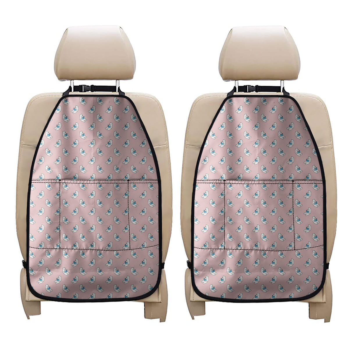 Polar Bear Reading Book Pattern Print Car Seat Organizers