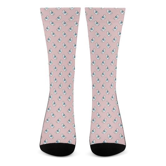 Polar Bear Reading Book Pattern Print Crew Socks