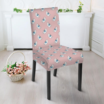 Polar Bear Reading Book Pattern Print Dining Chair Slipcover