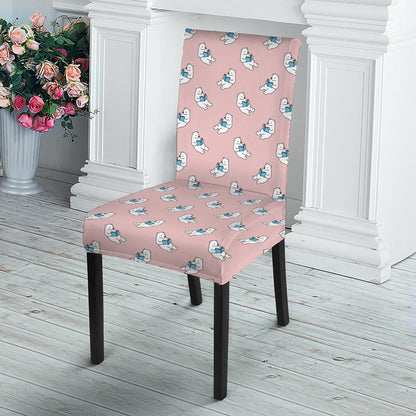 Polar Bear Reading Book Pattern Print Dining Chair Slipcover