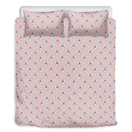 Polar Bear Reading Book Pattern Print Duvet Cover Bedding Set